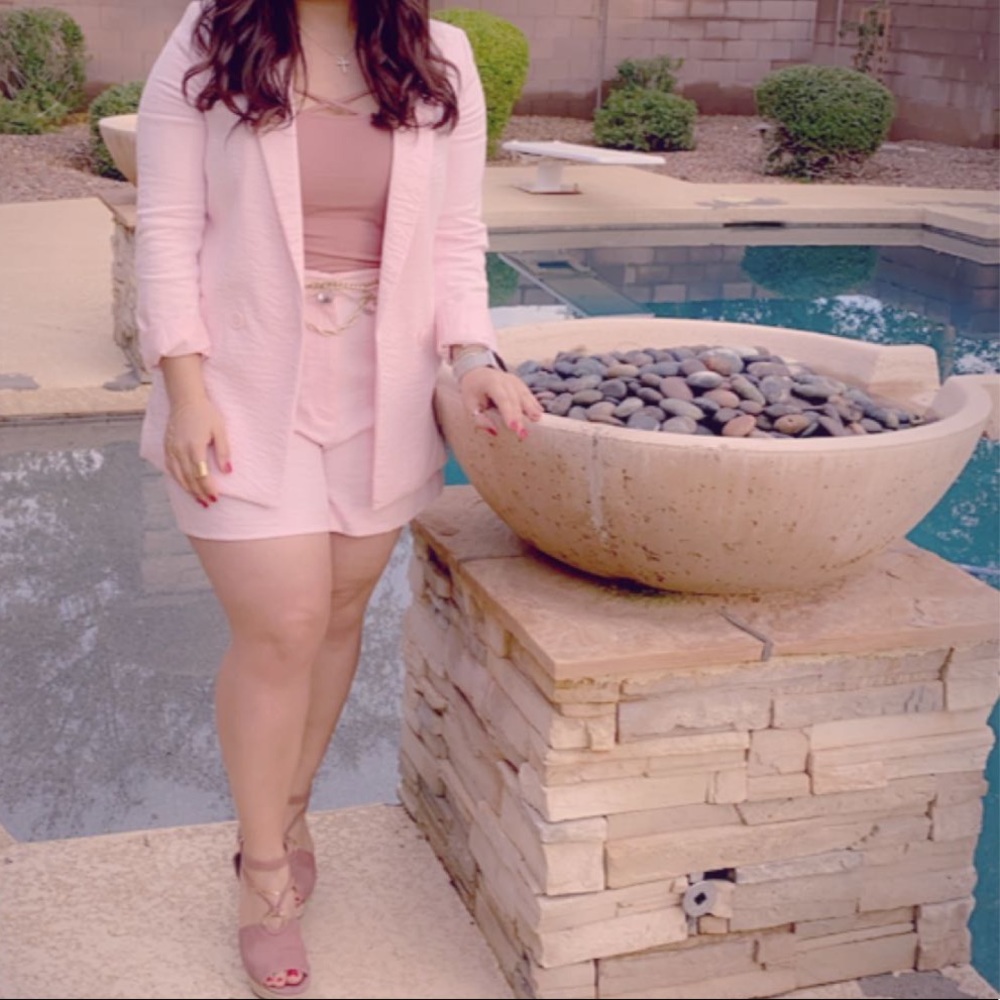 Light pink jacket and short set